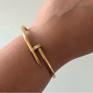 Nail Cuff Bangle Bracelet in Gold